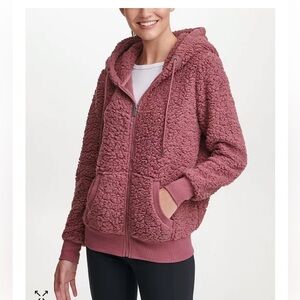 EUC Marc New York Teddy Fleece Zip Up Jacket in Dried Roses, Size XL
